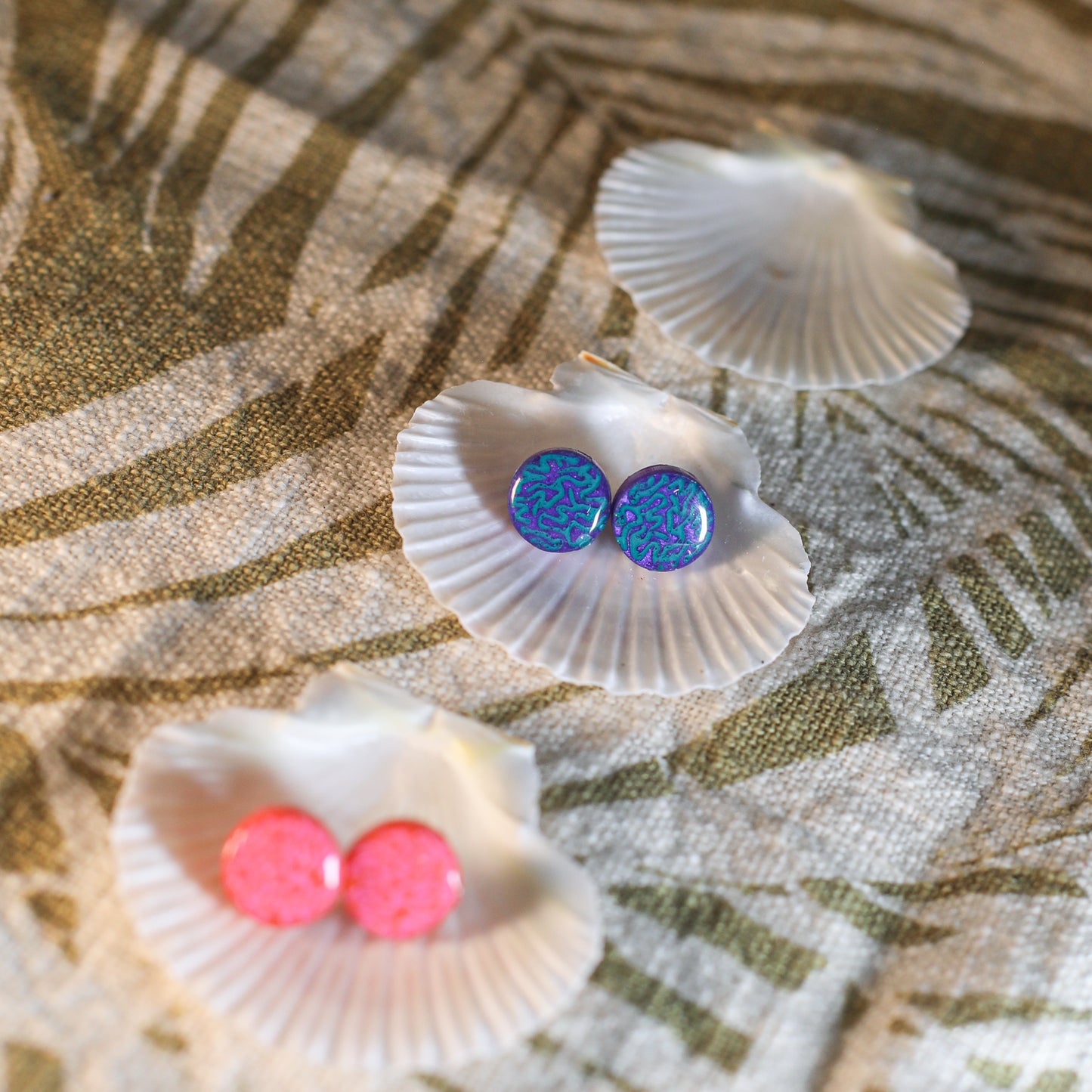 Coral Print Stud