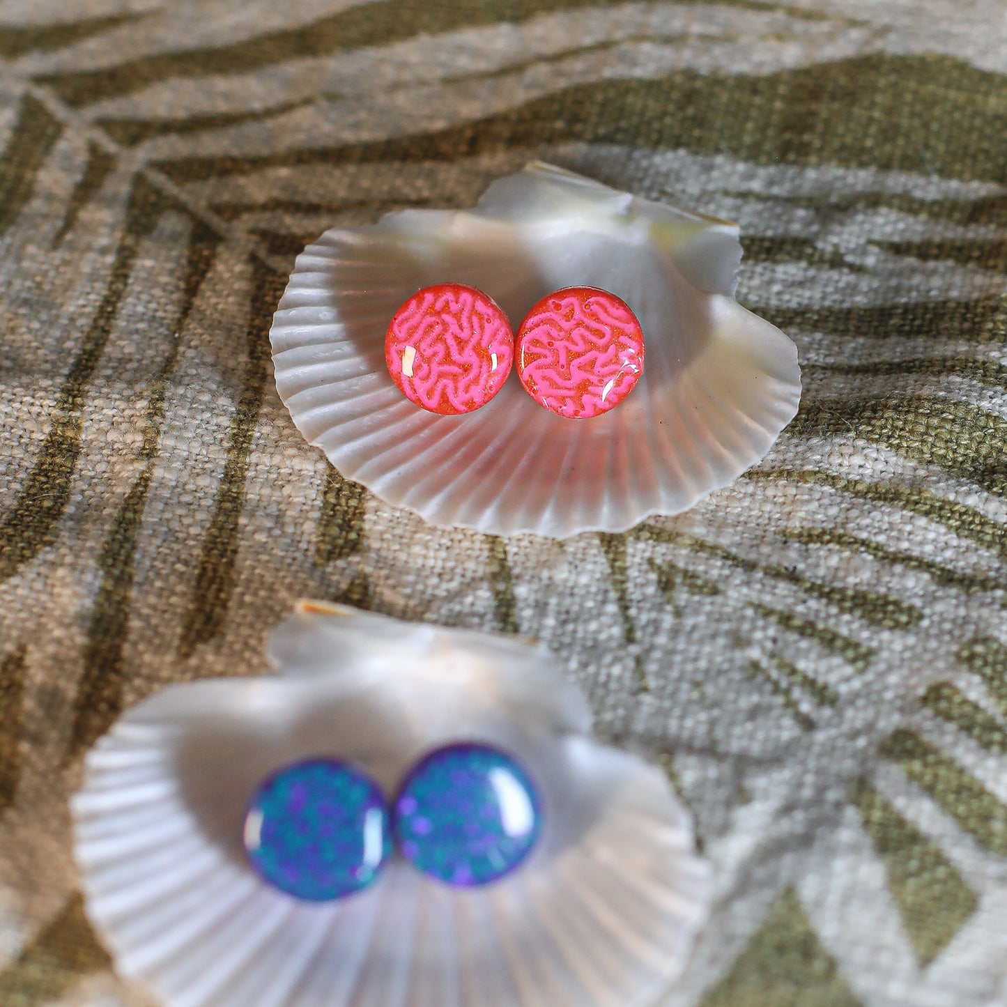 Coral Print Stud