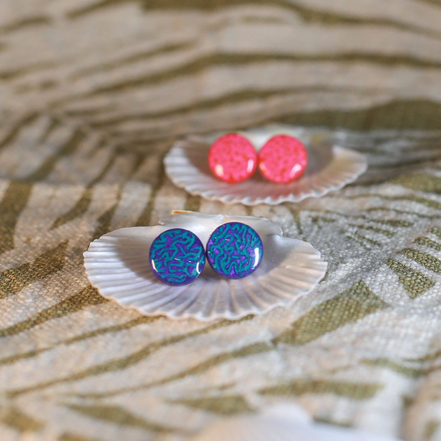 Coral Print Stud