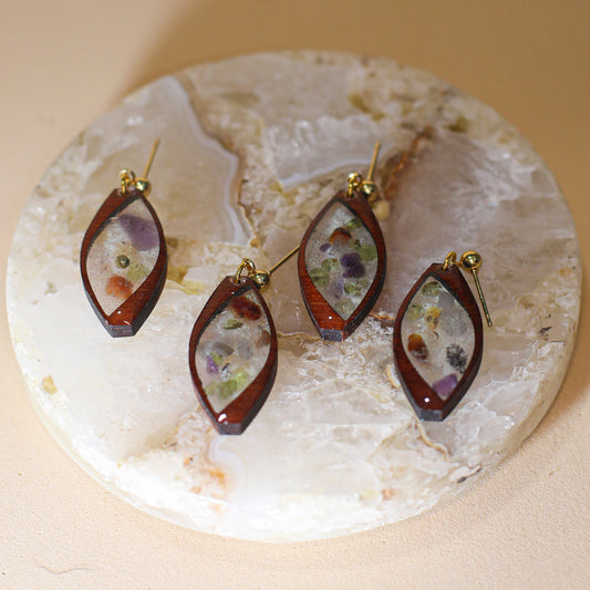 Atlas Semi Precious Stone & Wood Dangles