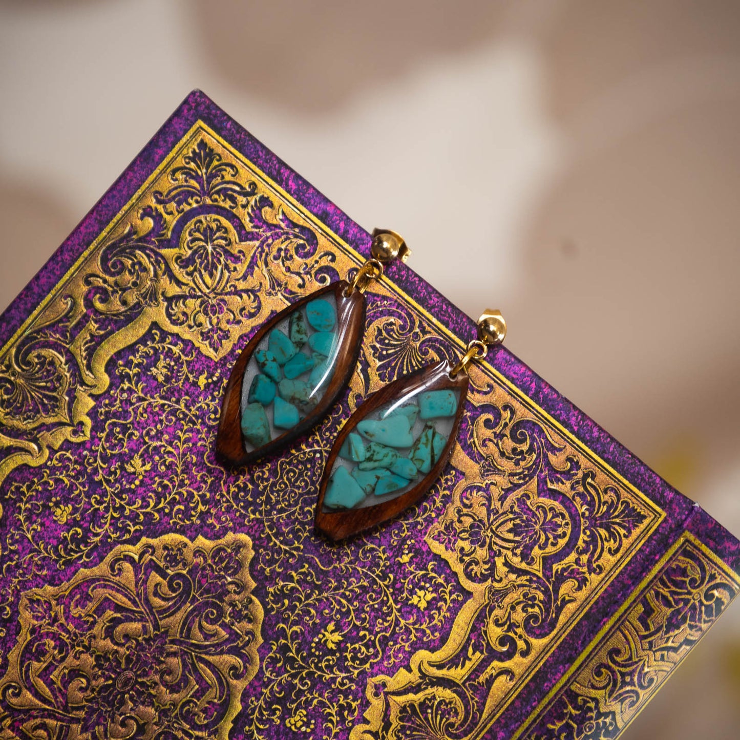 Atlas Semi Precious Stone & Wood Dangles