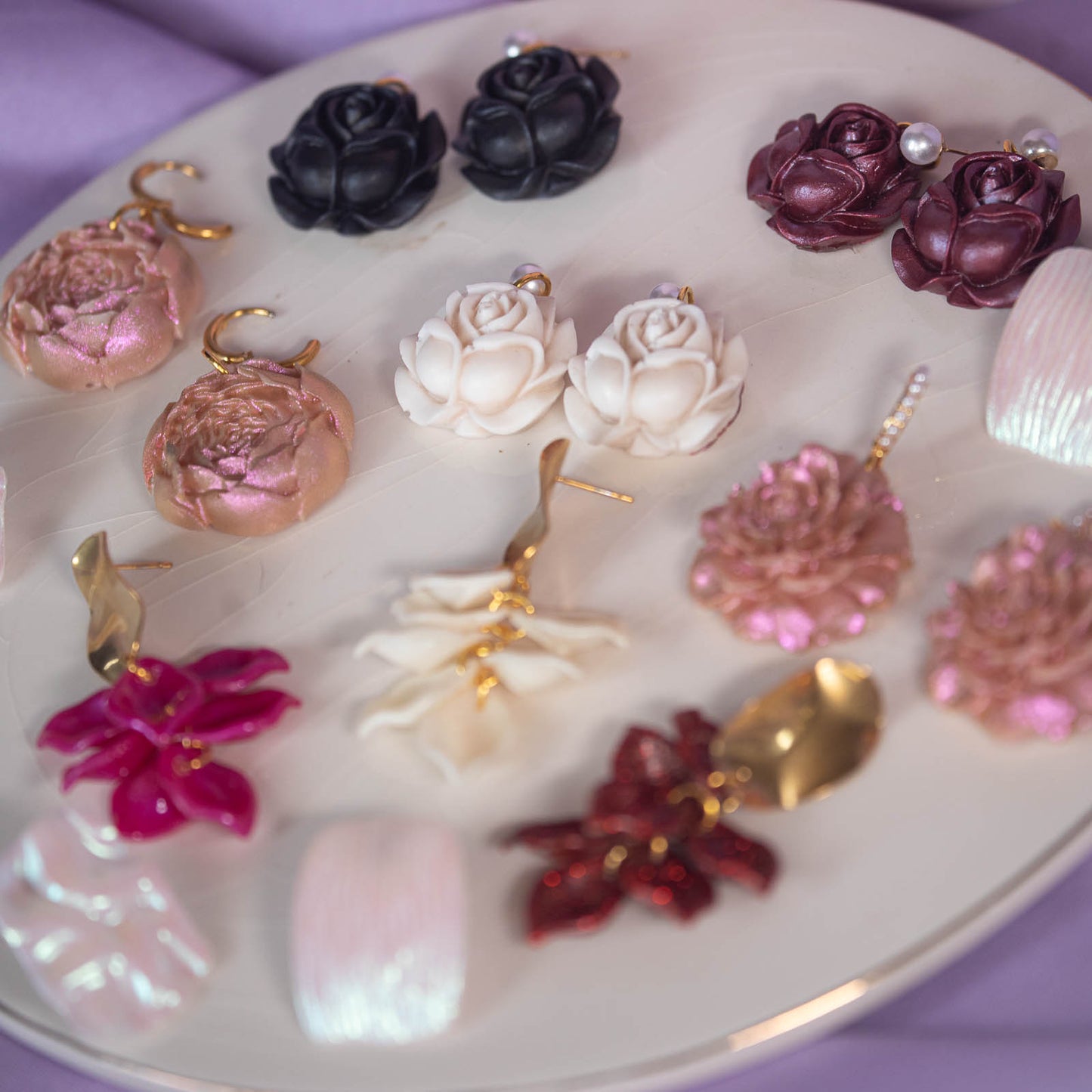 Pearled Floral Dangles