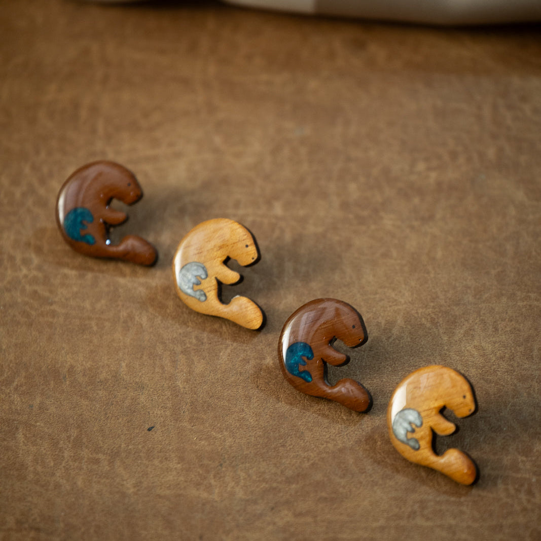 Manatee Hardwood Lapel Pins